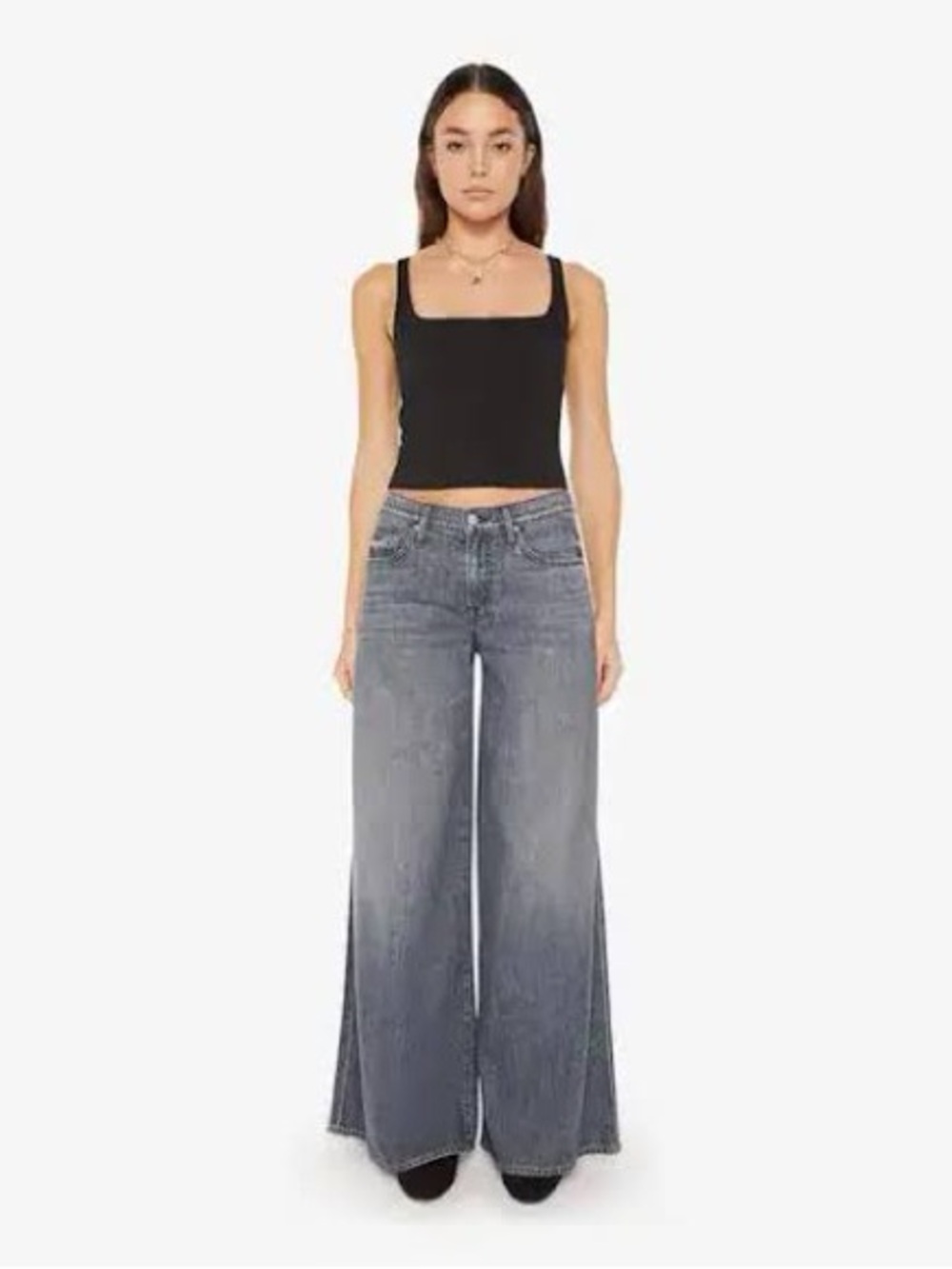 MOTHER The Swisher Sneak Wide-Leg Jeans in Off the Beaten Path Wash sz 30